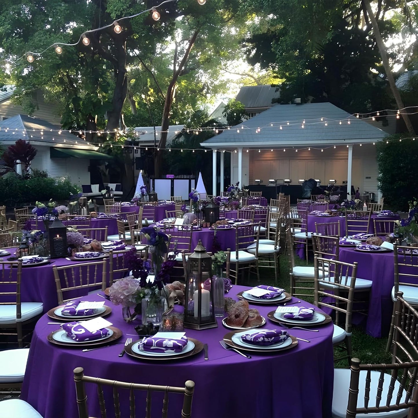 8 Pack Purple Round Tablecloth 90 Inch Stain and Wrinkle Resistant Round Purple Table Cloth Reusable and Washable Polyester Fabric Table Covers for Buffet Wedding Party and Banquet