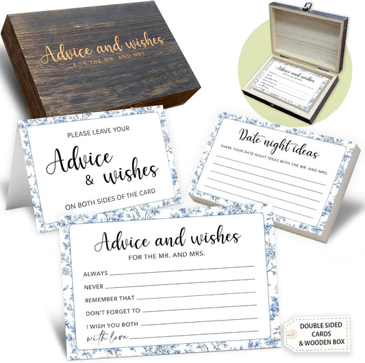 50 Pcs Advice and Wishes for the Mr and Mrs Cards in Box - Bridal Shower Guest Book - Perfect for Newlywed Games, Reception Decor, Engagement Parties & Anniversary Wishes(Vintage Floral) - B08