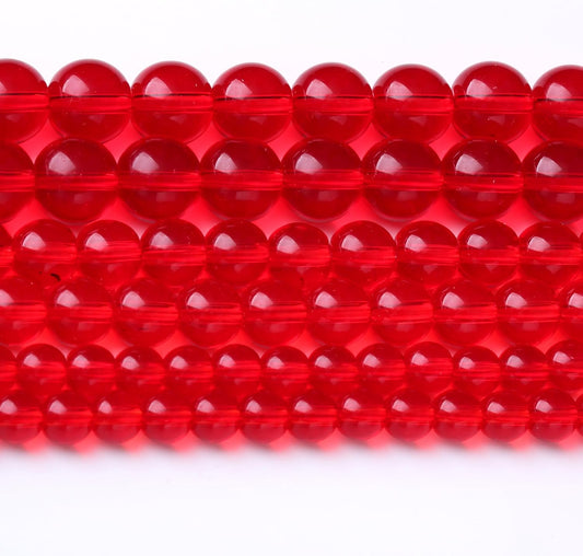 Red Glass Stone Beads Gemstone Round Crystal Energy Jade Beads Stone Beads for Jewelry Making DIY Bracelet Necklace Jewelry Making 1 Strand 15.5inch 35PCS 10MM