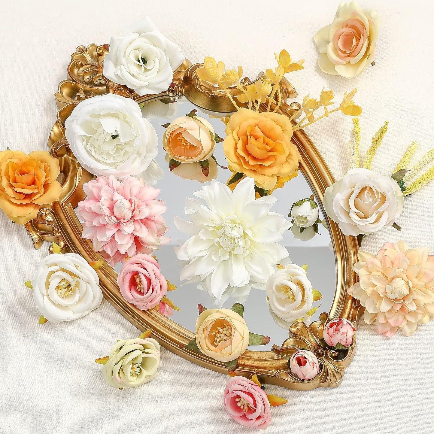 Serra Flora Artificial Wedding Flowers Bouquets Centerpieces Faux Flowers Combo for Fake Flowers with Leaves DIY Floral Arrangements Bridal Baby Shower Home Decor