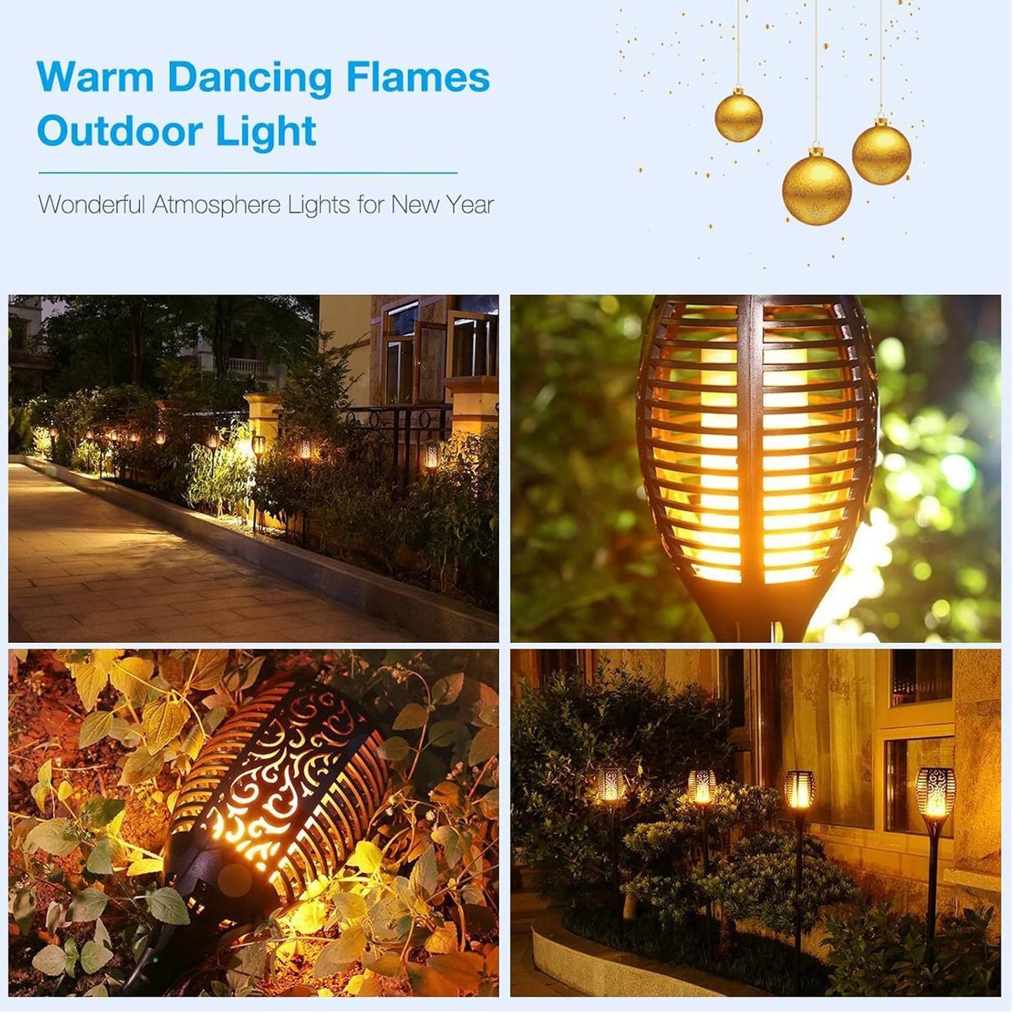 Solar Tiki Torch 43" (Super Large Size) with Flickering Flame, 99 LED Outdoor Waterproof Solar Powered Lights for Holiday Decorations Outside Garden Yard Pathway Decor