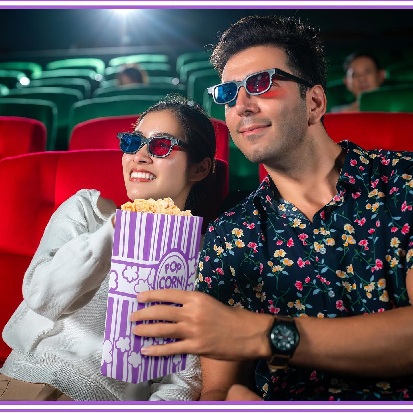 Leinuosen 200 Pcs Paper Popcorn Bags Bulk 2 oz Large Flat Bottom Boxes Disposable Container Sleeve Movie Night Popcorn Bucket for Retro Movie Themed Party Carnival Supplies (Purple)