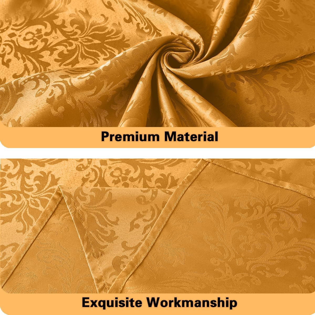 SASTYBALE Fall Jacquard Tablecloth Square 52 x 52 Inch, Spill Proof Washable Autumn Damask Table Cloth, Polyester Fabric Table Cover for Thanksgiving, Harvest, Holiday, Amber