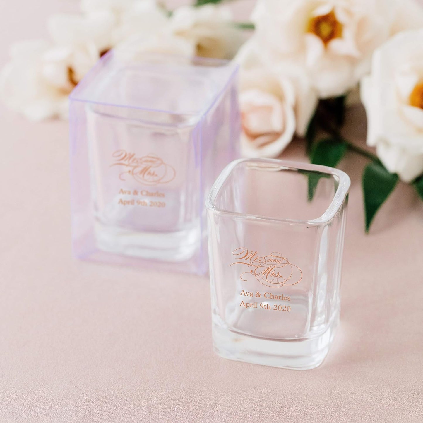 WEDDINGSTAR Personalized 2oz Square Shot Glass Customizable Full Color Print - 132 pack