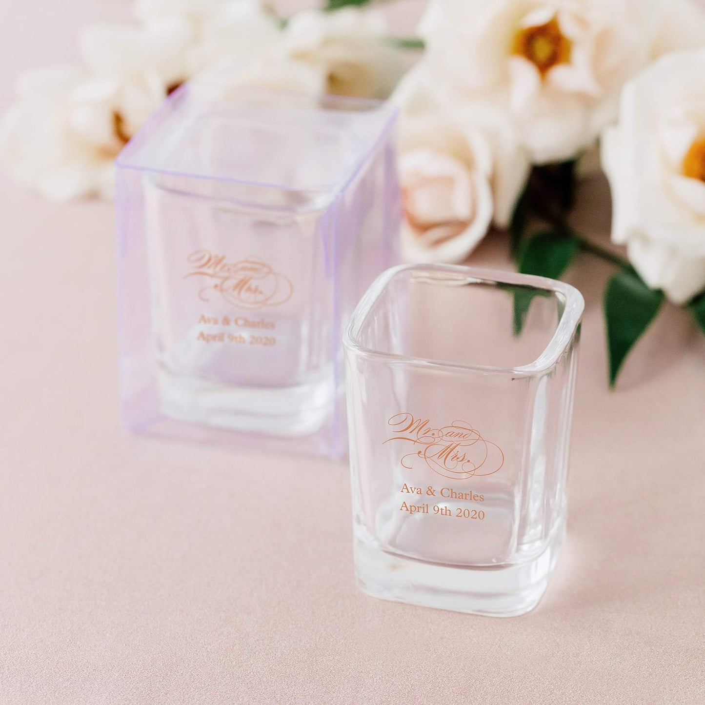 WEDDINGSTAR Personalized 2oz Square Shot Glass Customizable Full Color Print - 84 pack