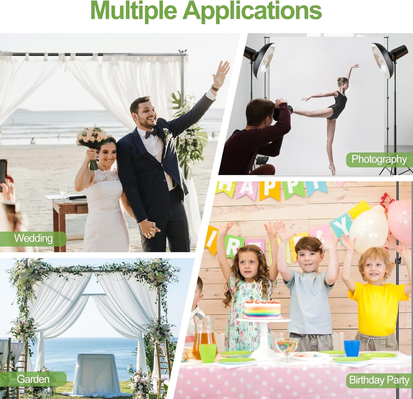 FUDESY Heavy Duty Backdrop Stand, 10x10ft Adjustable Photo Background Stand Support System Kit with Steel Base, Pipe and Drape Photography Backdrop Stand Kit for Parties Wedding Birthday