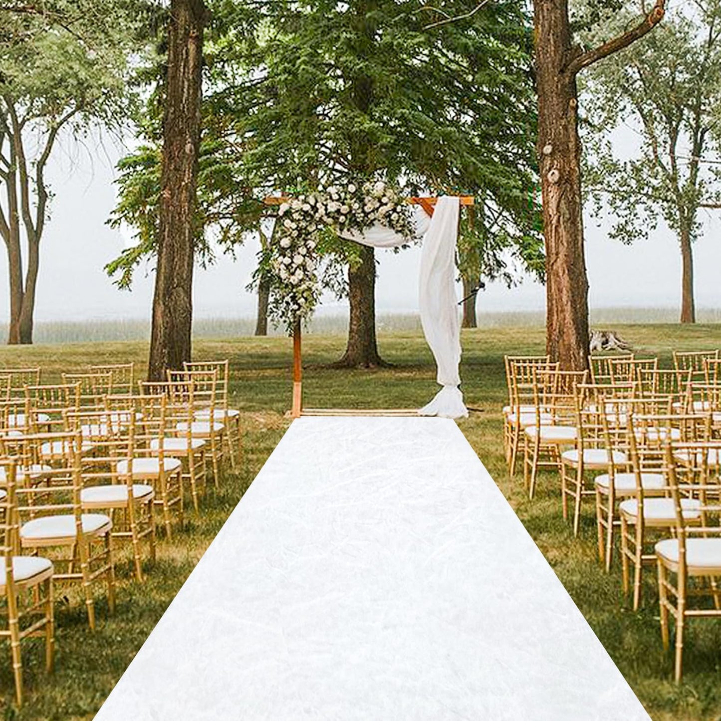 MODFUNS White Aisle Runner for Wedding Ceremony 4FTx25FT Velvet Fabric Runway Rug Wedding Runner Aisle Indoor Outdoor Carpet for Party Runners Carpet with Carpet Tapes Birthday Anniversary Runners