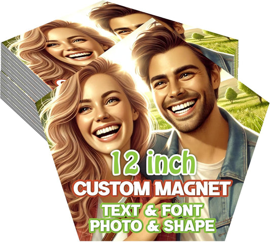 KETABAO – 12" Pentagon Magnetic Photo Magnet for Refrigerators, Storage Cabinets and Cars – Customized Gifts for Office and Home