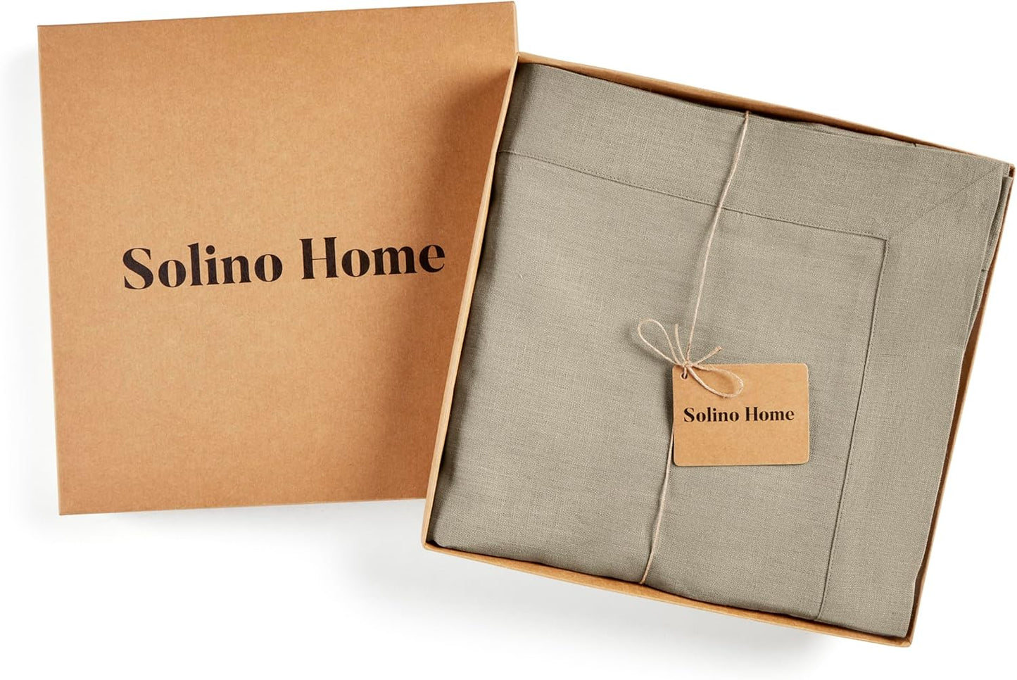 Solino Home Linen Tablecloth 60 x 108 Inch - 100% Pure Linen Vintage Khaki Table Cloth for Rectangle Tables - Fete, Machine Washable Tablecloth for Fall, Autumn, Thanksgiving