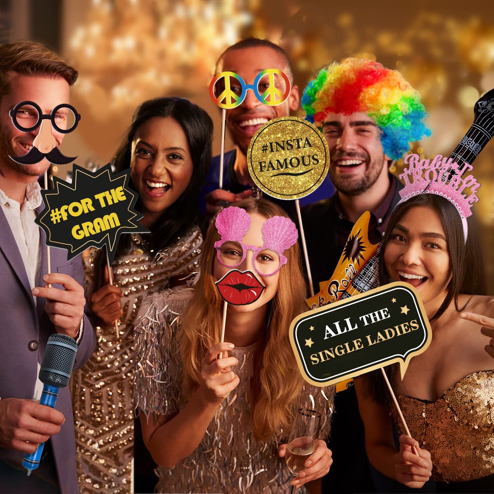 SOUL SHIFT 70 Pc Large Premium Photo Booth Props Set for All Occasions - Wedding Props, Birthday