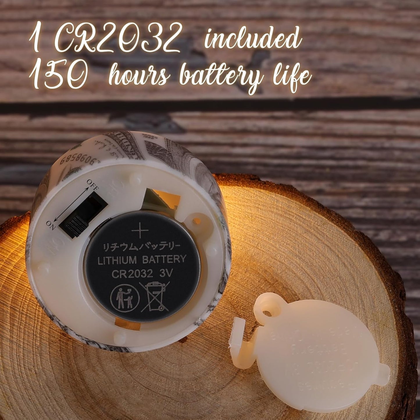 Eywamage Patriotic Flameless Tealights with Remote Batteries, Flickering US Dollar LED Tea Votive Candles Set of 12