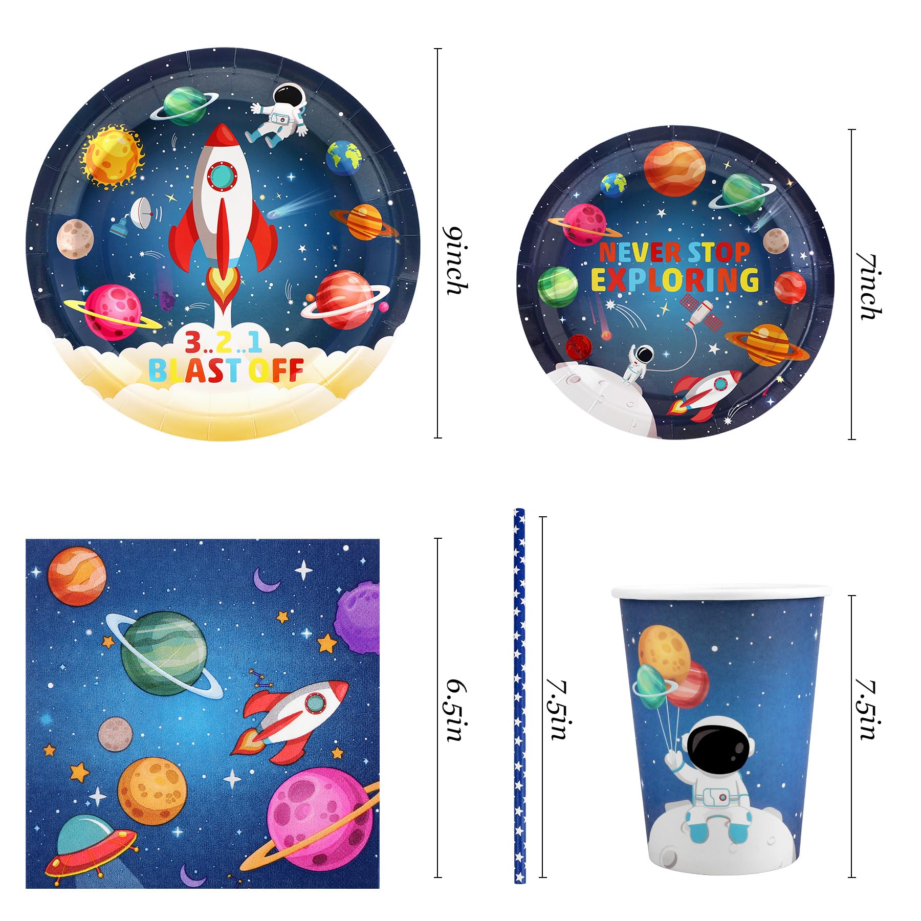 Recheel Space Themed Party Plates Set, Outer Space Party Decorations