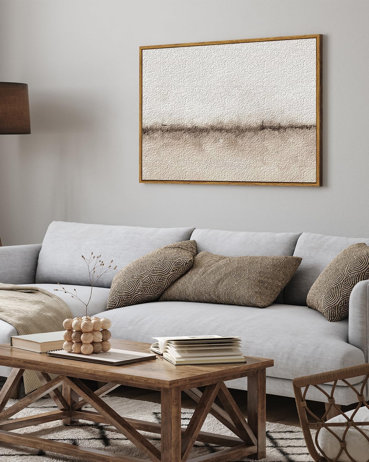 ARPEOTCY Large Framed Canvas Wall Art, 24x36 Inch, Modern Minimalist Abstract Art Prints, Contemporary Neutral Beige Decor for Living Room Hallway Bedroom Fireplace, Sandstone Textured Decor