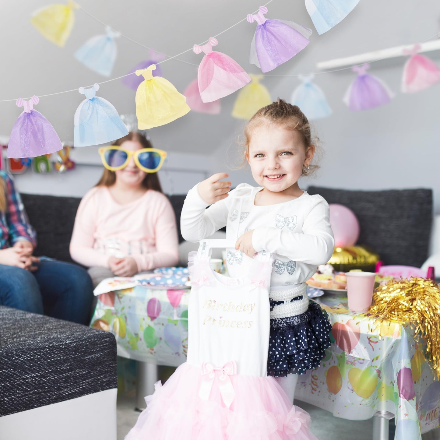 Cheerland Princess Party Banner Ball Gown Hanging Pastel Bunting Dress Garland Royal Theme