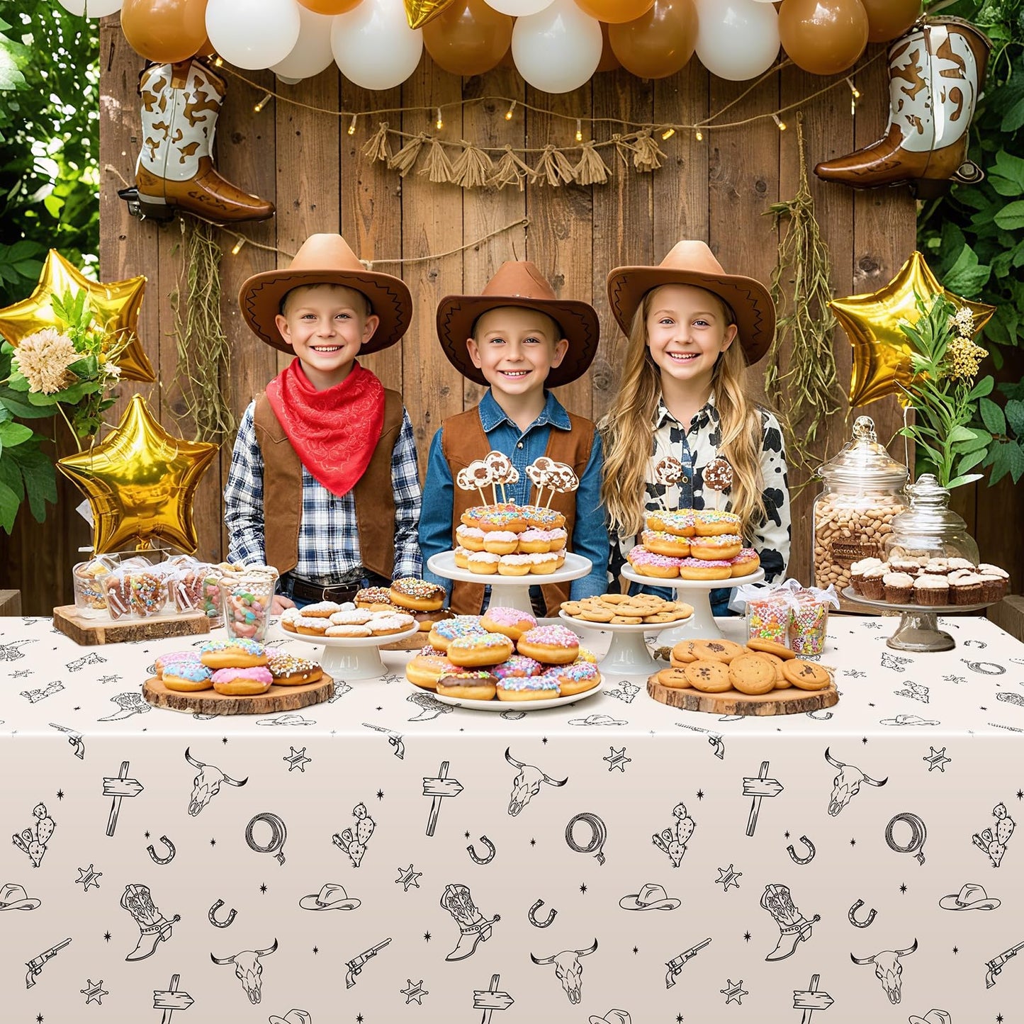 3 Pack Western Cowboy Party Decorations Tablecloth, Rodeo Table Covers