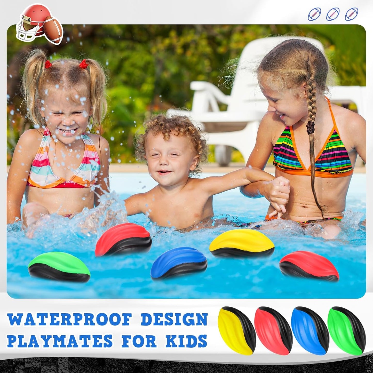 Jerify 20 Pack Mini Footballs Bulk 7 Inch Small Toy Footballs Spiral Foam Soft Sports for Indoor Outdoor Play Game Kids Party Supplies(Blue Color Series)