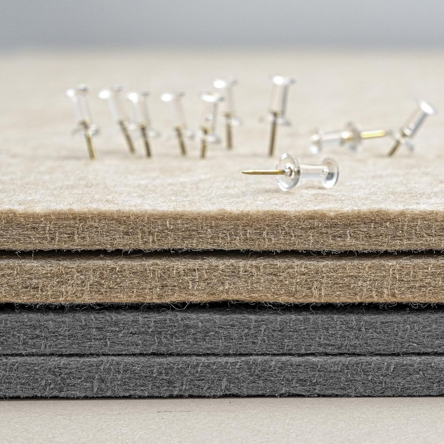 Large Bulletin Board - 48 x 36 Inches, Decorative Felt Pin Board for Wall - 4' x 3' Foldable Photo Display Board with Self-Adhesive Tape, Includes 20 Push Pins - Gray