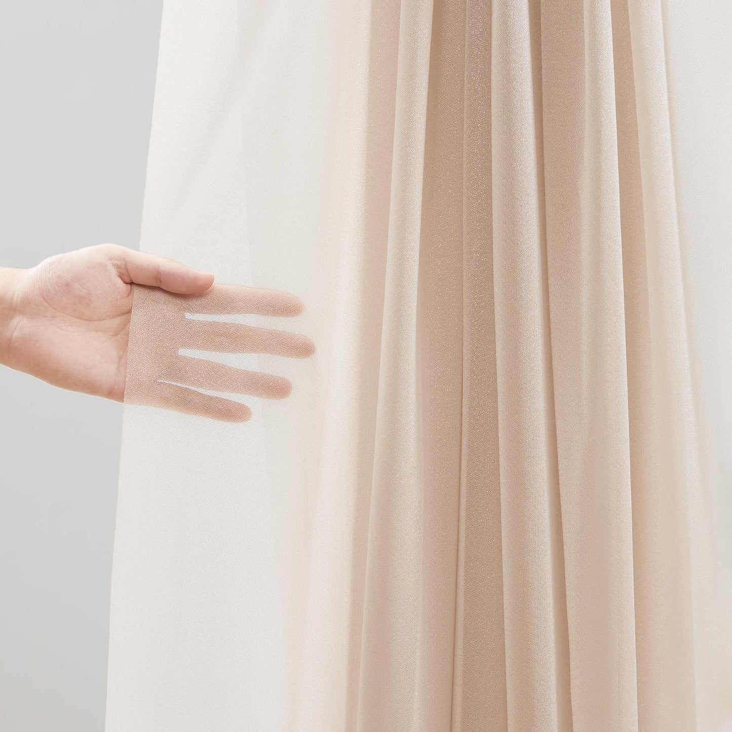 30" x 20Ft Wedding Arch Draping Fabric, 3 Panels Dark Champagne Sheer Curtain Drapes Extra Wide & Long Backdrop Curtains for Wedding Arch Ceremony Birthday Party Decorations