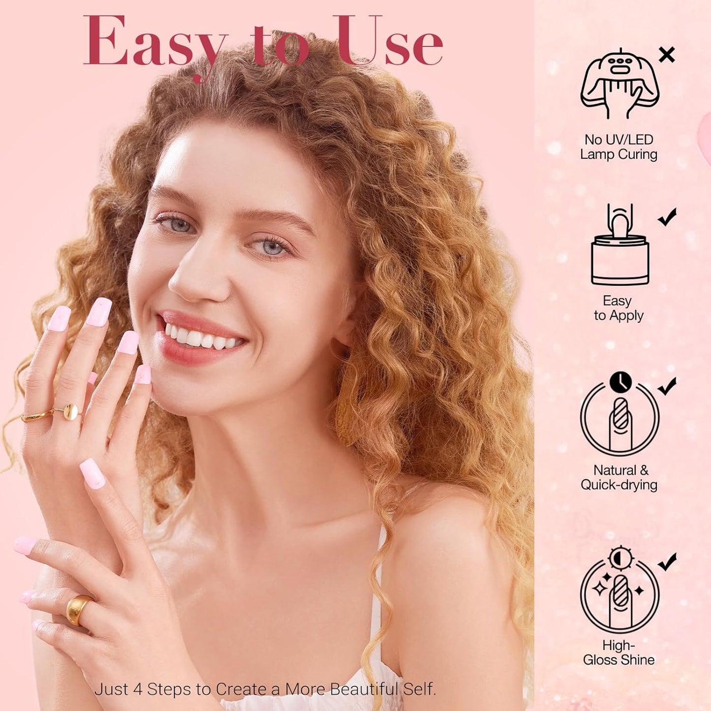 AZUREBEAUTY Jelly Dip Powder Nail Kit, Transparent Glitter Nude Pink Sheer Peach Neutral 4 Colors Dipping Powder Liquid Set with Base/Top Coat Activator for French Nail Art Manicure DIY Home Gifts