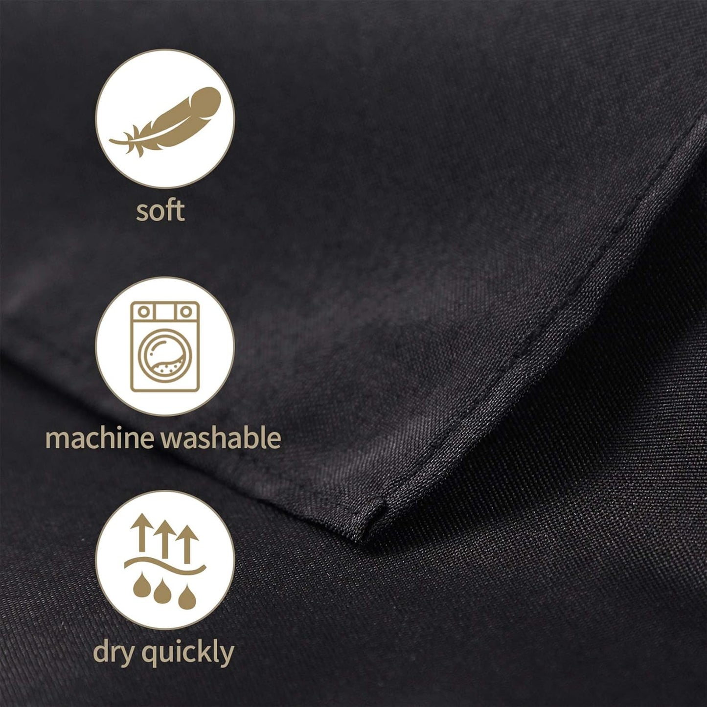 Ascoza 2pack 120 Inch Black Round Tablecloth in Polyester Fabric for Wedding/Banquet/Restaurant/Parties