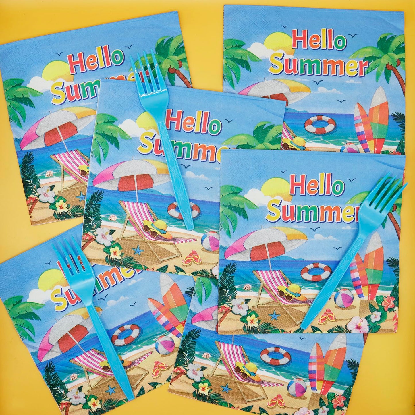 Decodinli 50 PCS Summer Beach Party Paper Napkins, Beach themed Disposable Napkins, Beach Birthday
