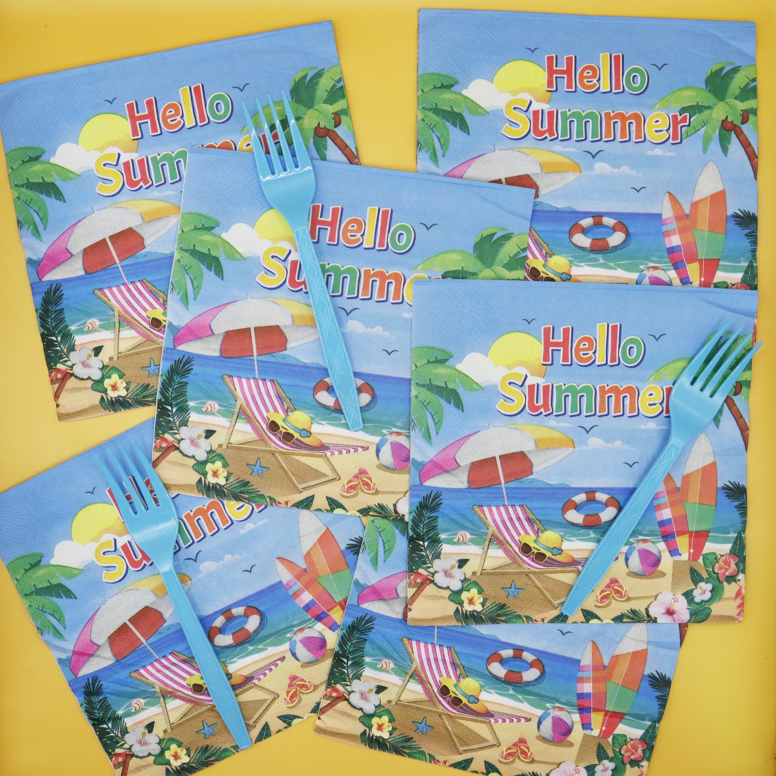 Decodinli 50 PCS Summer Beach Party Paper Napkins, Beach themed Disposable Napkins, Beach Birthday