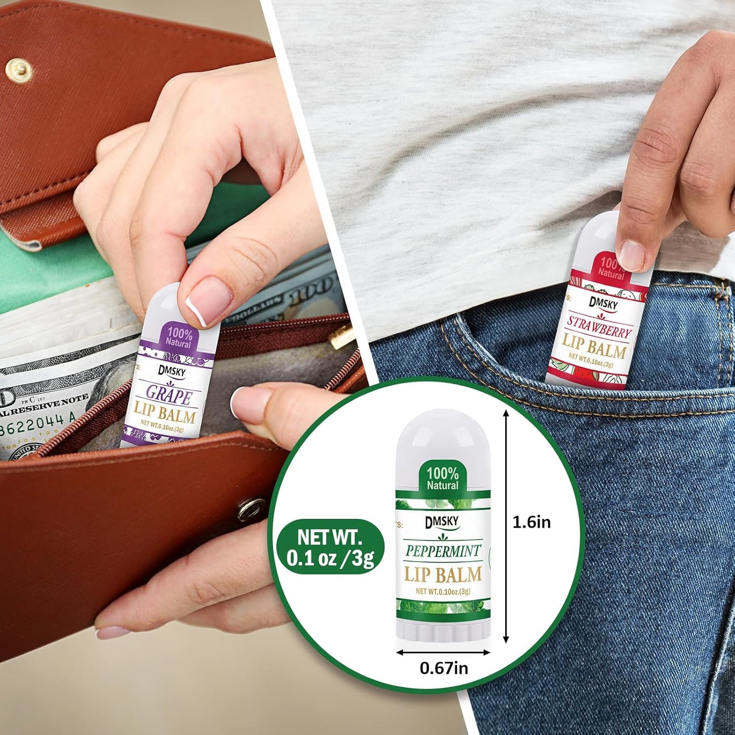 DMSKY 40 Pack Mini Lip Balm, Natural Lip Balm Bulk with Vitamin E and Coconut Oil, Moisturizing Lip Balms for Dry Cracked lips - 10 Flavors