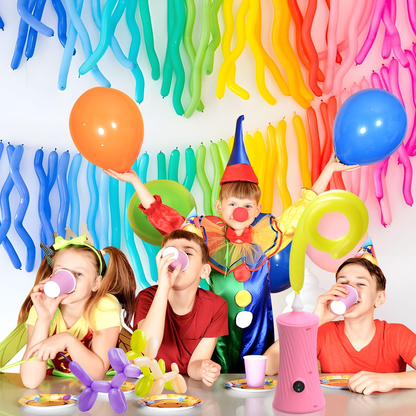 AXHJ Electric Air Balloon Pumps, Portable Balloon Inflators Blower Machine for Long Balloons, Foil