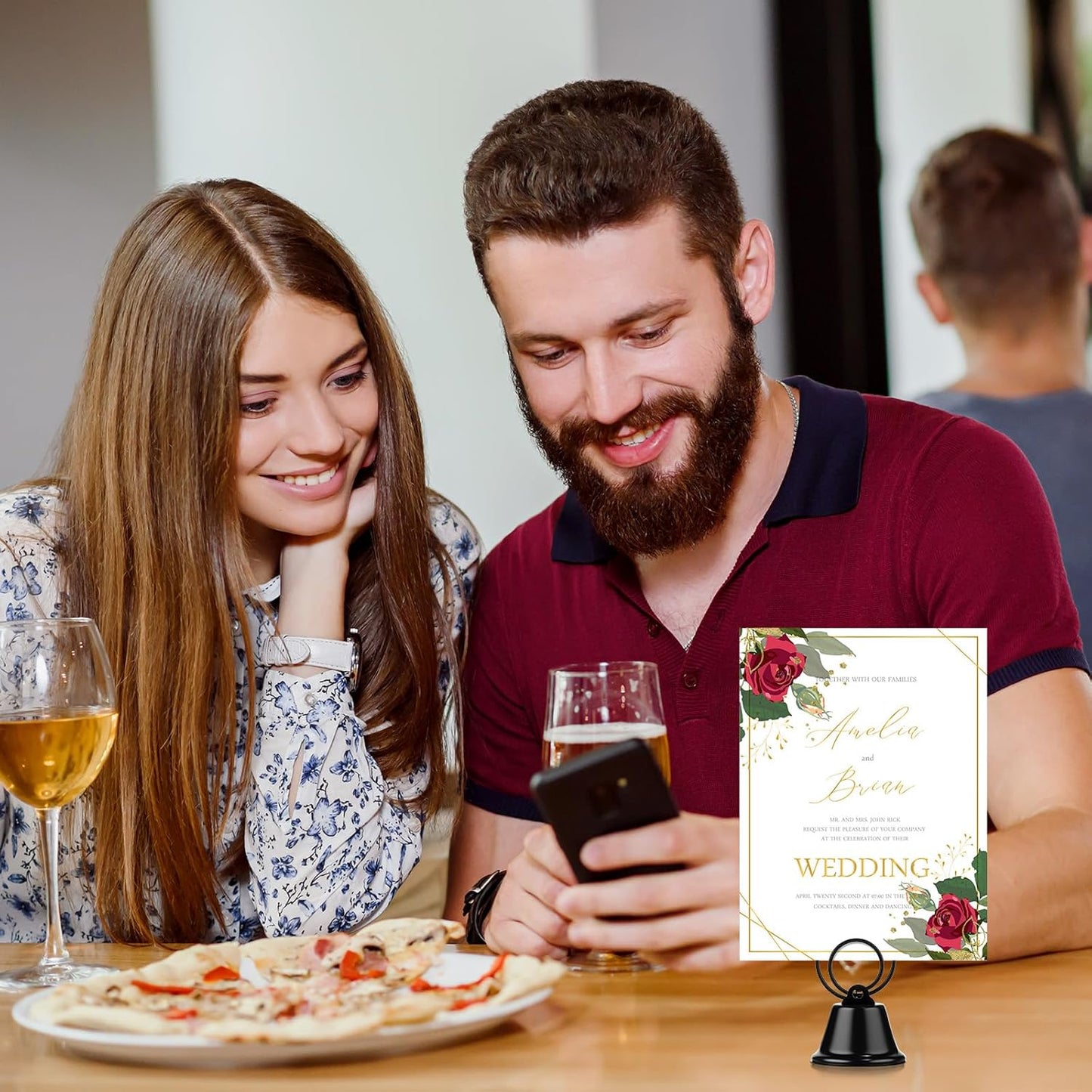 24 Pcs Table Number Holders Place Card Holders for Table 2 Inch Ring Clip Bell Number Holder Metal Picture Holder for Wedding Christmas Restaurant Home Photo Office Memo(Black,Ring)