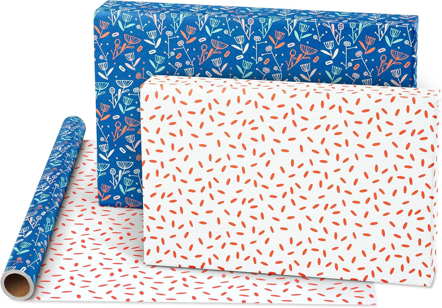 American Greetings 160 sq. ft. Reversible Wrapping Paper Bundle for Birthdays, Anniversaries, Weddings and All Occasions, Sprinkles and Daisies (4 Rolls, 30 in. x 16 ft.)