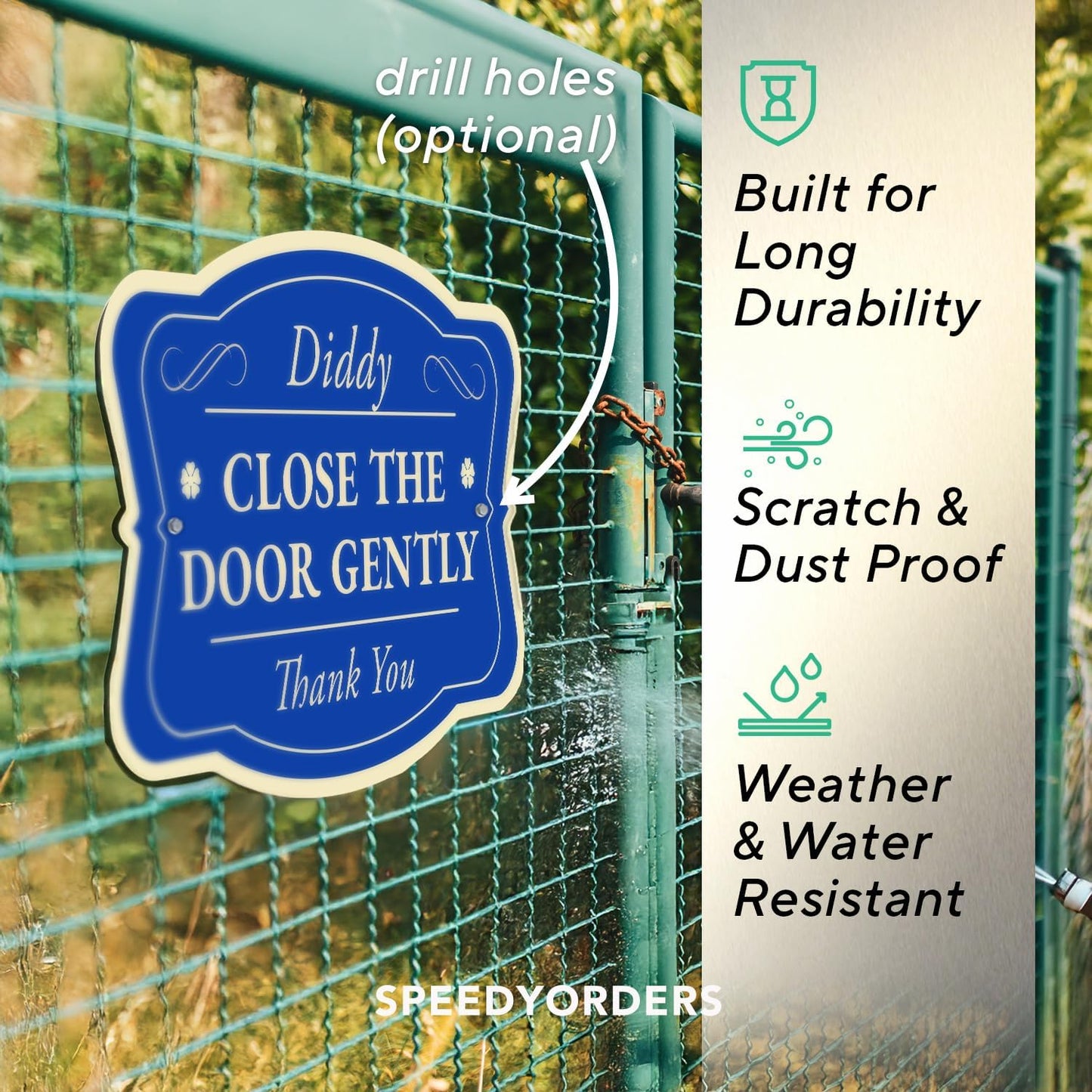 Custom Outdoor Decorative Metal Sign, Personalized Aluminum, Driveway Sign - Waterproof, Made in USA, Blue Steel 12x8 In