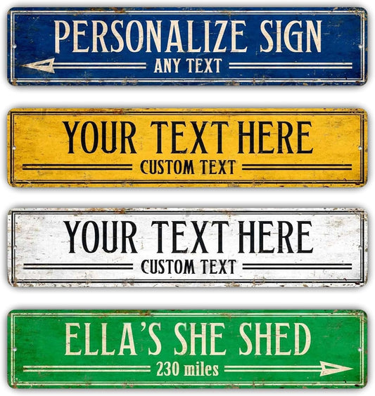 Custom Signs Outdoor Metal, Personalized Street Sign for Home Bar Wall Decor, Fade Resistant .040 Aluminum, 4 x 18 Inches