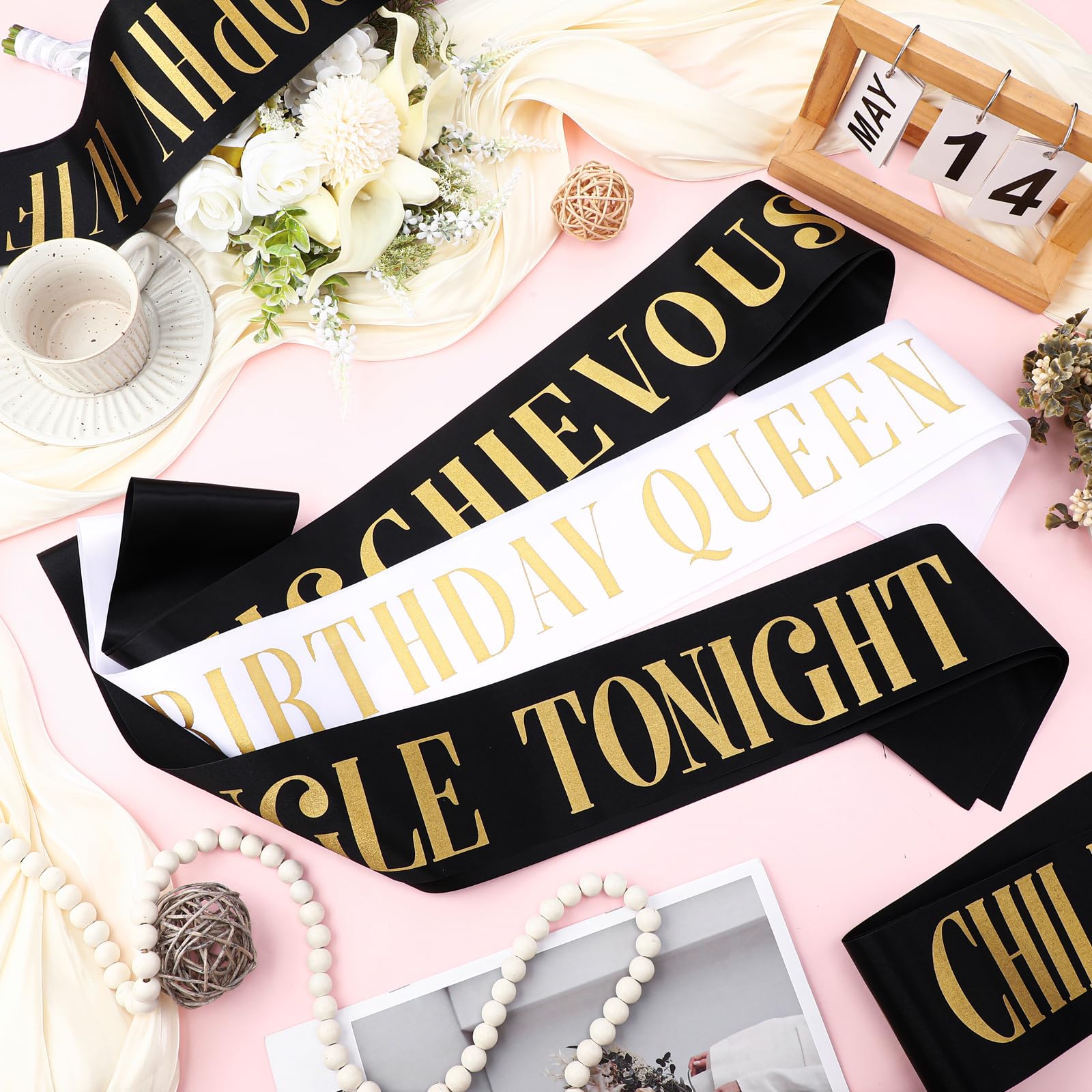 Zeyune 18 Pcs Birthday Queen Sashes Set for Women Happy Birthday Sash for Queen Party