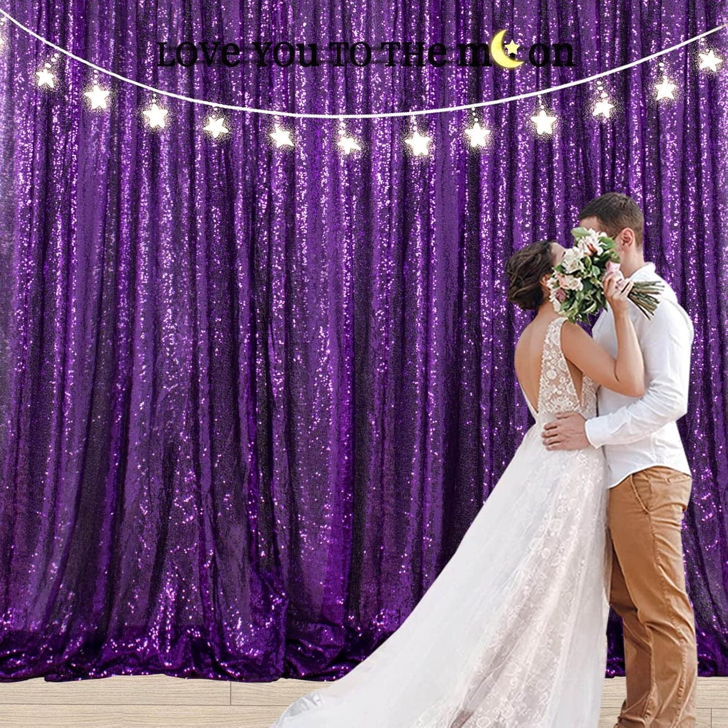 ShinyBeauty Sequin Backdrop 10FTx10FT Purple Backdrop Background Glitter Drapery for Birthday Parties Sparkly Photography Backdrops Purple Curtain Drape
