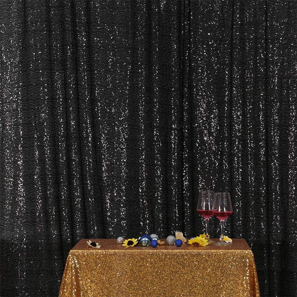 Eternal Beauty Black Sequin Backdrop, 5x7 Ft Halloween Glitter Background Curtains for Shimmer Photography Party Wedding Birthday Back Drop Decor
