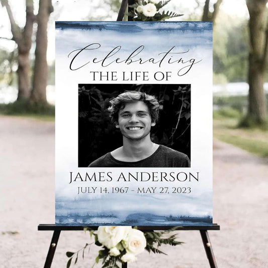Personalized Funeral Welcome Signs, Celebration Of Life Yard Sign, Celebration Of Life Decoration, Custom Memorial Signs, Minimalist Celebrate of Lifes Sign With Photo, Memory Signage For Funerals #5