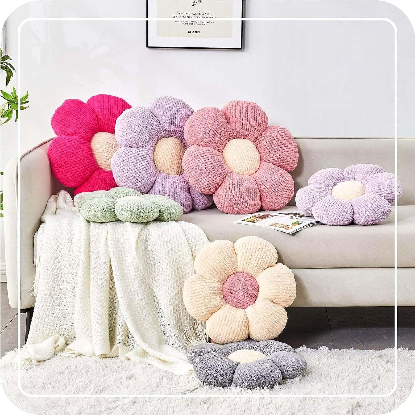 Flower Throw Pillow, Soft Pink 19.6" Shaped Floor Pillow for Home Decor, Cute Aesthetic Plush Decorative Pillows for Bed, Sofa, Couch