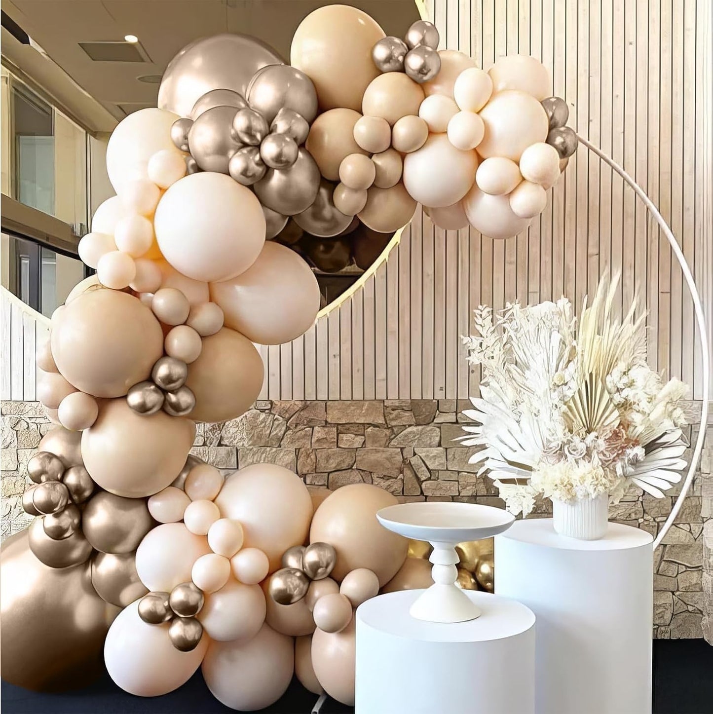 Neutral Balloons, Beige White Sand Latex Balloons Blush Gold Chrome Party Balloons Metallic Champagne Gold and Pearl Sand White Balloons for Kids Adults Birthday Boho Wedding Baby Shower Bridal Shower