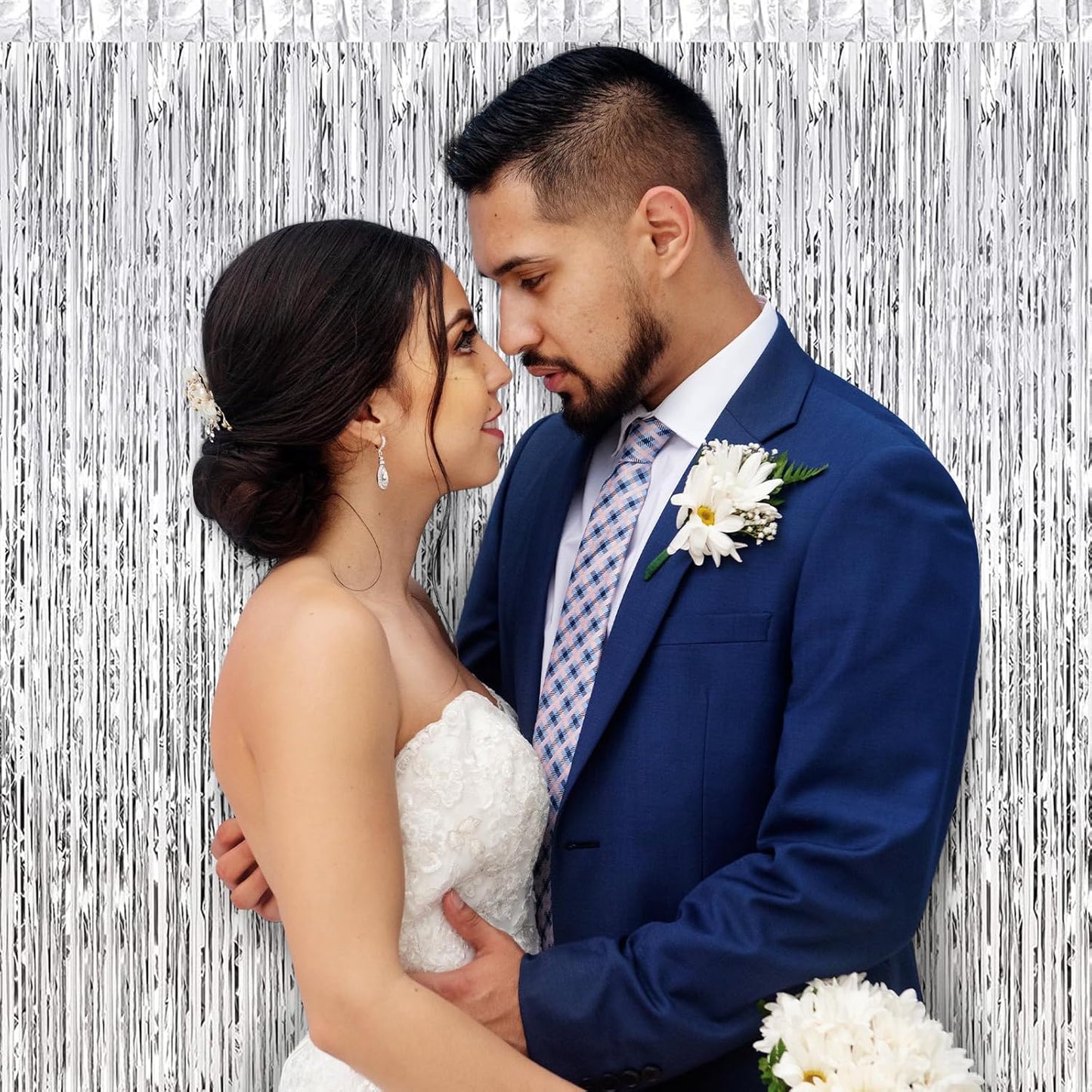 Silver Fringe Curtain Party Streamers, 12 Pack 3.3ft x 8.2ft Foil Curtain Backdrop Tinsel Foil Fringe Curtains Photo Booth Backdrop Streamer for Birthday, Wedding, Baby Shower, Disco Party