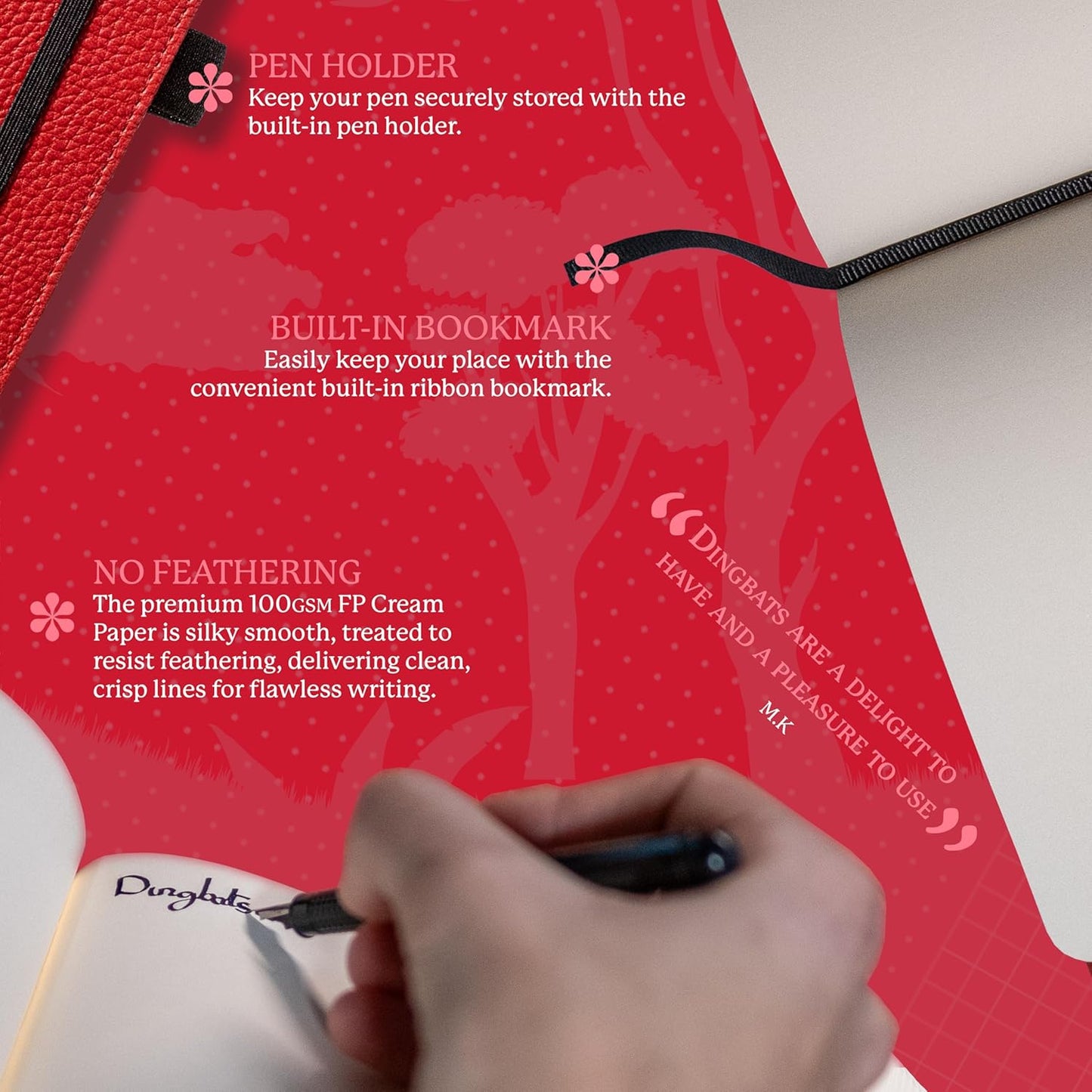 Dingbats* Wildlife Plain Journal Notebook A5 - Vegan Leather Hardcover - Ideal for Work, Travel, Writing - with Pocket, Elastic Closure & Bookmark