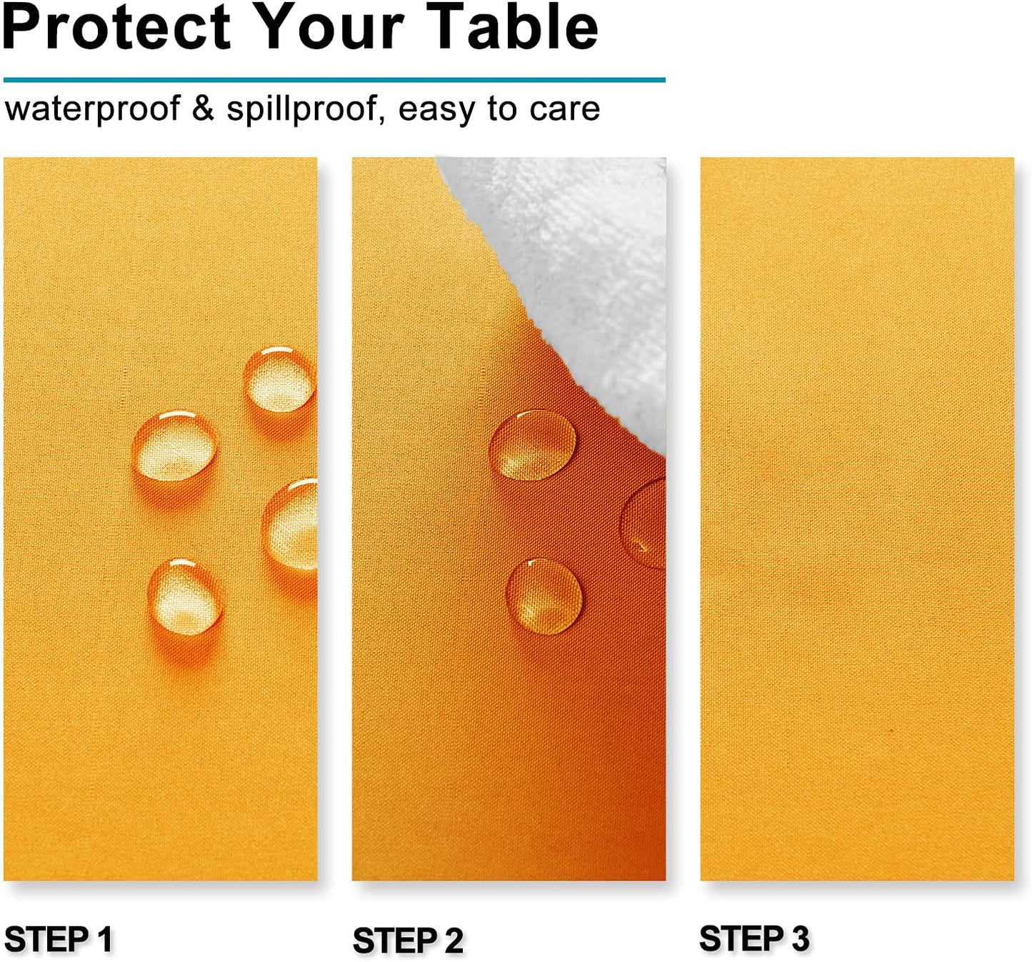 Hiasan 2 Pieces Solid Square Tablecloth - Waterproof and Spillproof Washable Table Cloth for Dining Tables, Orange Yellow, 54 x 54 Inch