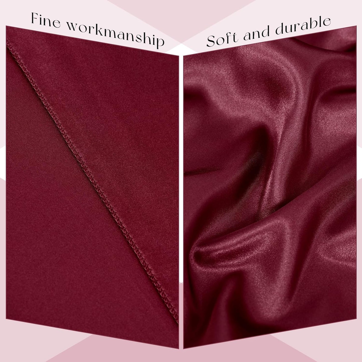 10 Packs Satin Tablecloth 57 x 108 Inch Burgundy Rectangular Table Cloth Silk Tablecloth Smooth Fabric Overlay Satin Table Cover Decoration for Wedding Party Banquet Events
