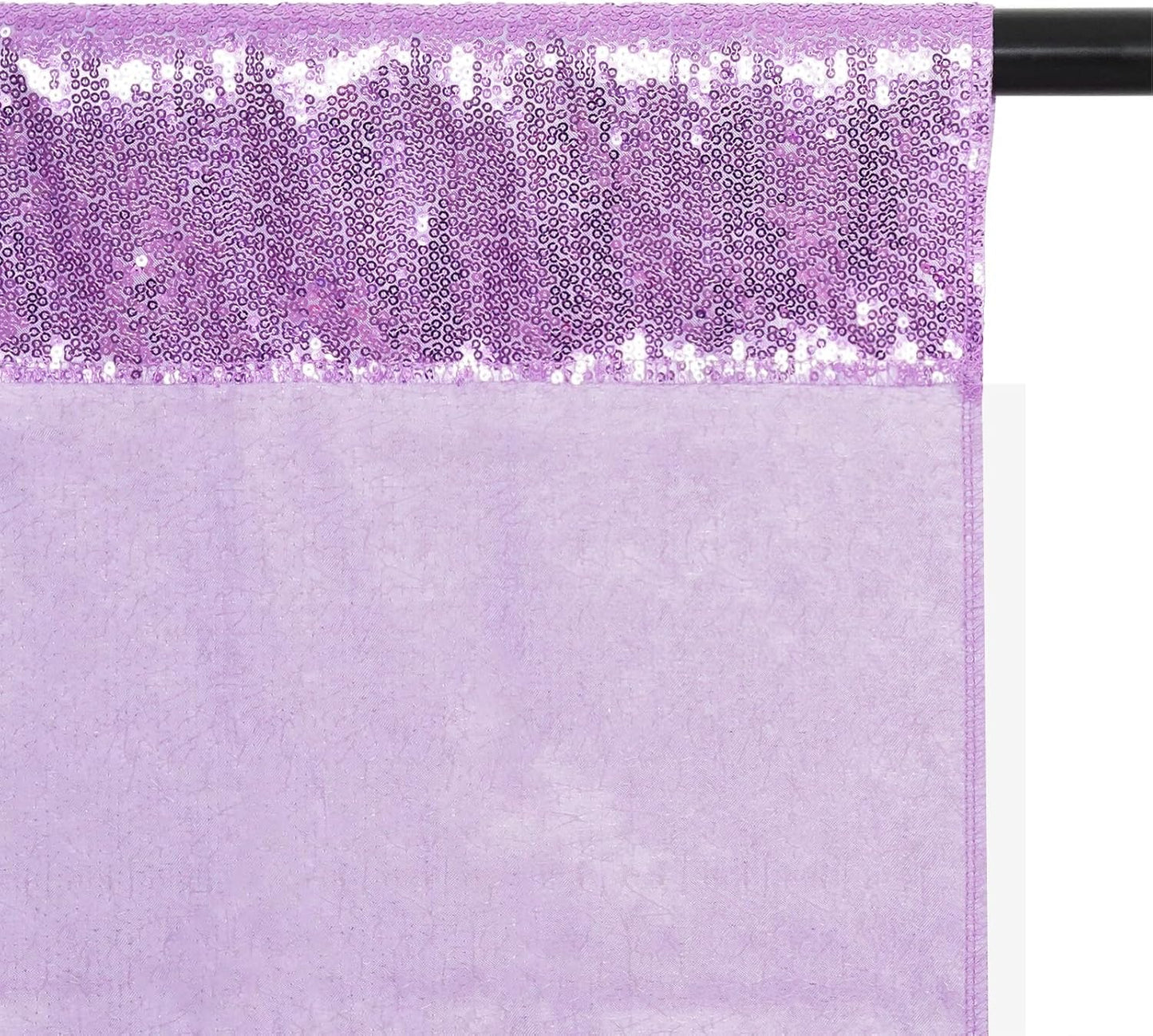 Poise3EHome 6Ft x 8Ft Lavender Sequin Backdrop, Glitter Thick Satin Sequin Background Drapes, Sparkly Opaque Photography Curtain Backdrop for Wedding Party Holiday Festival Decor