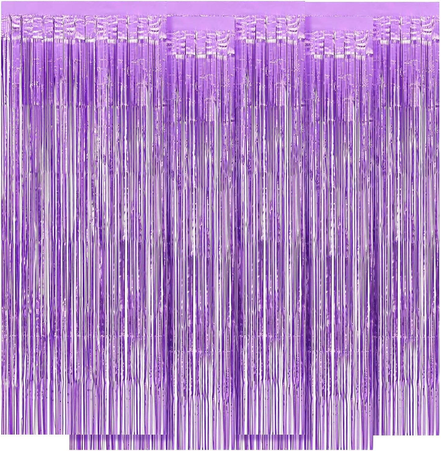 5 Pack Purple Foil Curtain Backdrop 3.2ft x 8.2ft Tinsel Foil Fringe Curtains Macaron Photo Booth Streamer Backdrop for Party Decorations Birthday Baby Shower Bachelorette Holiday (Light Purple)