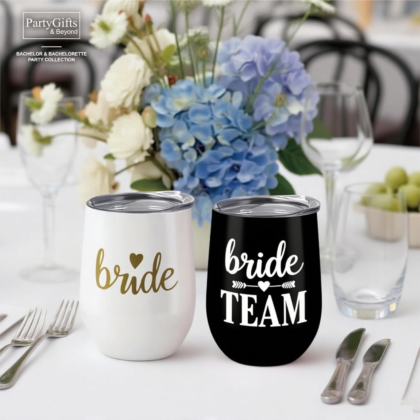 Bride Squad Bachelorette Party Cups 10 Pcs Team Bride Cups Bridesmaid Gifts Tumblers 12 Oz Insulated Cups with Lid and Straw(Black)