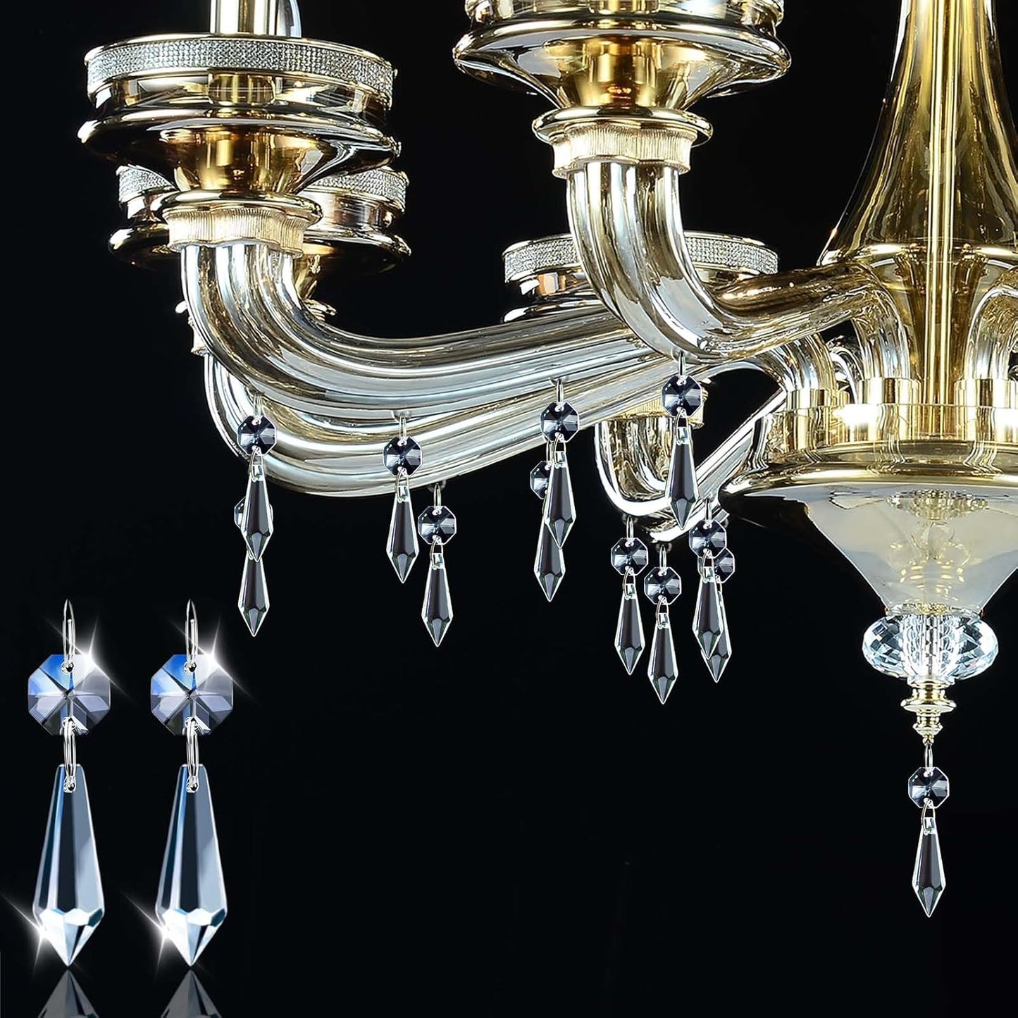 50PCS Premium Clear Crystal Teardrop Prism 2.4" -Crystal Glass Baroque Chandelier Pendant Drop Loose Beads Suncatcher for Holiday Party/Home/Window Decoration/Chandelier Replacement Parts