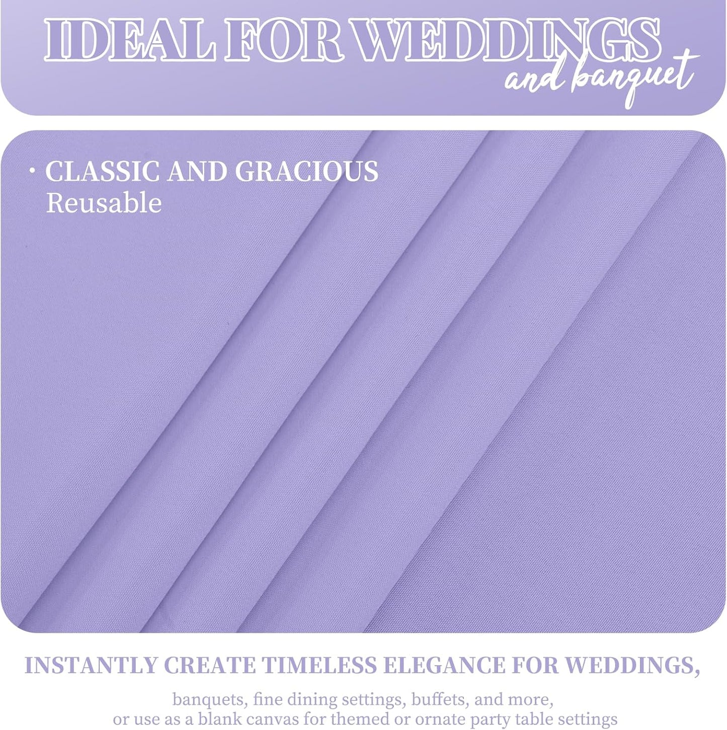 fani 12 Pack 60 x 126 Inch Rectangle Tablecloth Lavender Polyester Tablecloth for 8 Ft Rectangle Tables, Washable Fabric Table Cloth for Wedding Dining Table Buffet Parties Camping