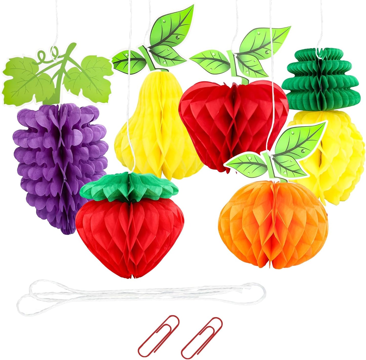 Gyufise 6Pcs Fruit Honeycomb Centerpieces Hawaiian Summer Fruit Table Toppers Tropical Fruit Party Decorations Pineapple Strawberry Grape for Hawaiian Luau Fruit Themed Party