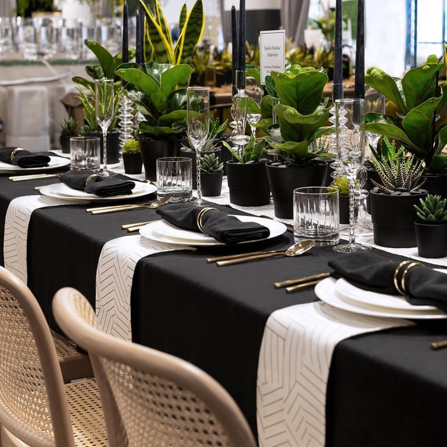 sancua 6 Pack Black Tablecloth 90 x 156 Inch - Rectangle Table Cloth for 8 Feet Tables Stain and Wrinkle Resistant Washable Polyester Table Cover for Dining Wedding Banquet Party Buffet Restaurant