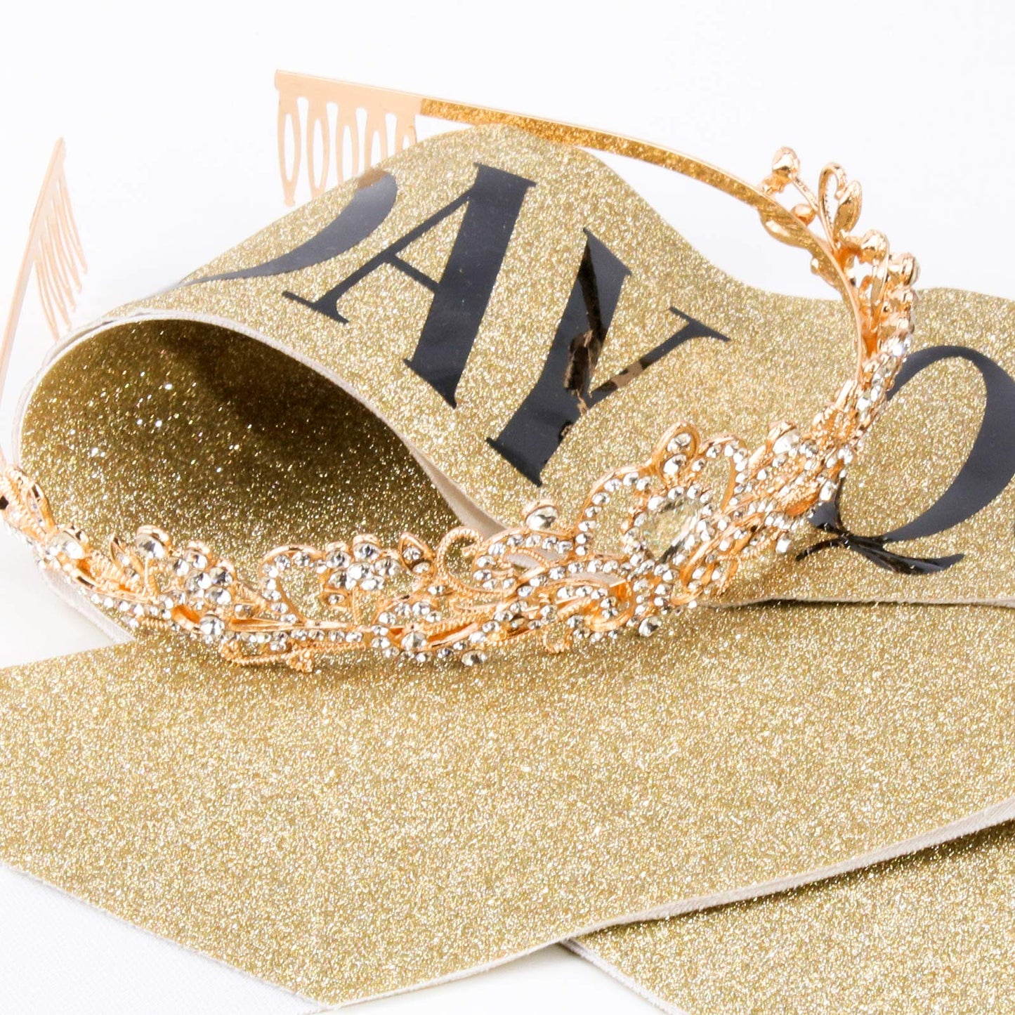 COCIDE Birthday Decorations for Women Sash and Tiara Crown for Party Gold